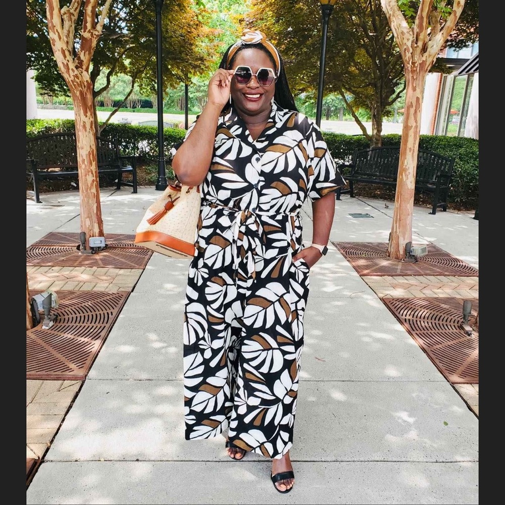NWT Tabitha Brown x Target - Jumpsuit Neutral Botanical Print Tie-Front - Picture 5 of 5